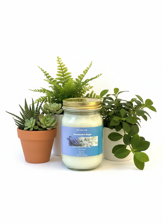 Lavender Sage Scented Candle 16oz Single Cotton Wick Glass Jar