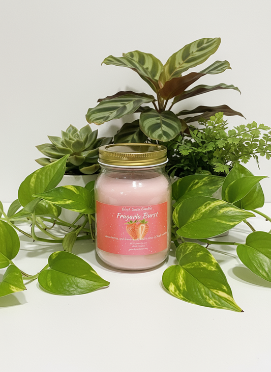 Fragaria Burst Scented Candle 16oz Single Cotton Wick Glass Jar