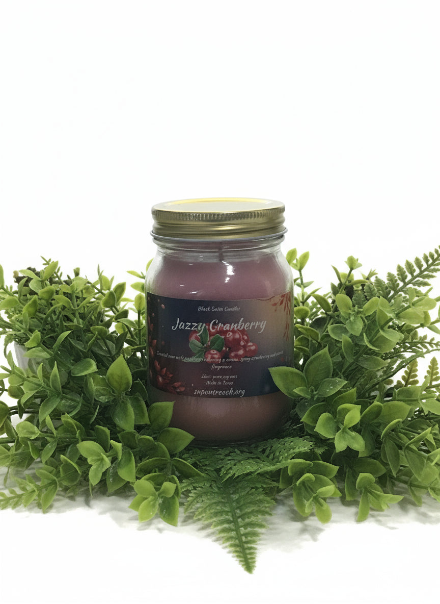 Jazzy Cranberry Scented Candle 16oz Single Cotton Wick Glass Jar