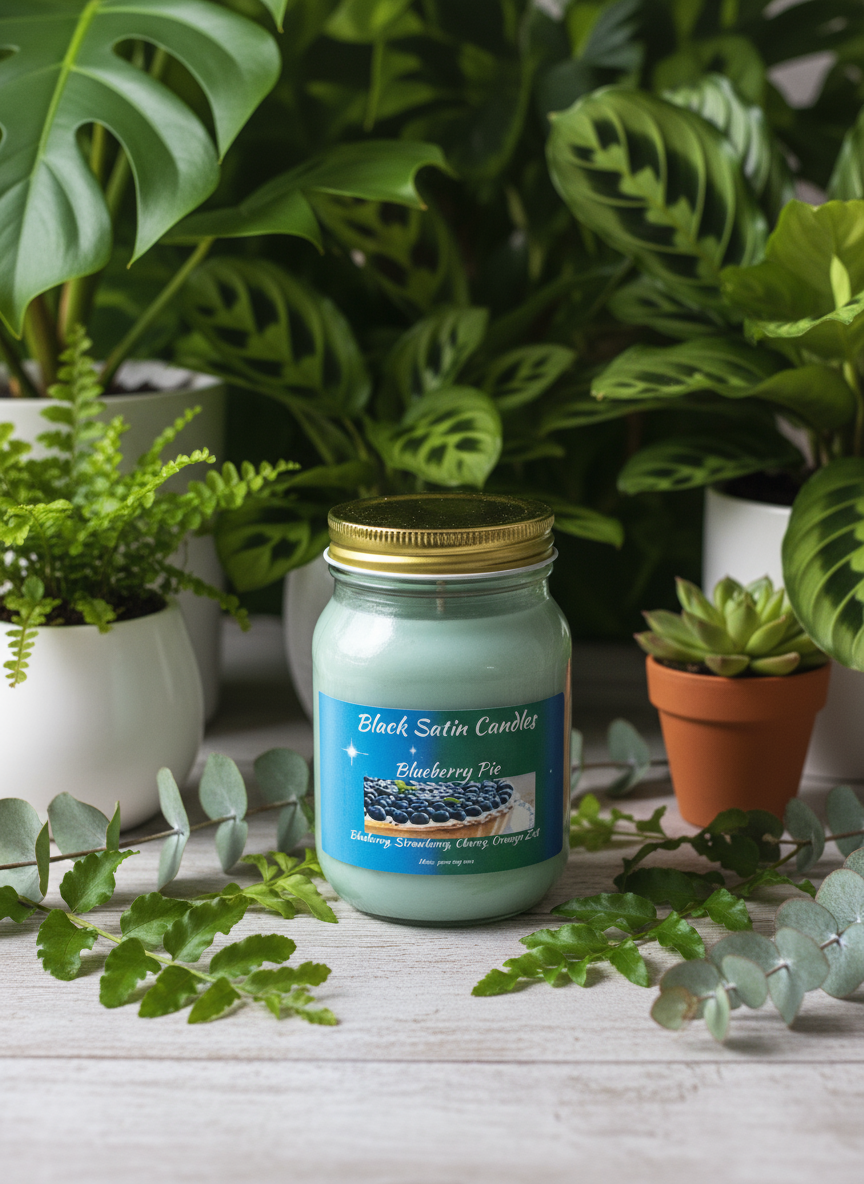 Blueberry Pie Scented Candle 16oz Single Cotton Wick Glass Jar