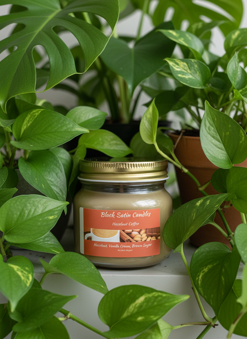 Hazelnut Coffee Scented Candle 8oz Single Cotton Wick Glass Jar