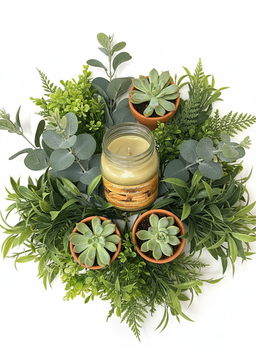 Fresh Leather Scented Candle 16oz Single Cotton Wick Glass Jar