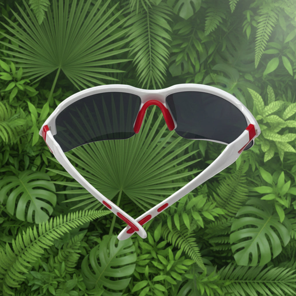 Men & Women Universal Sunglasses Trendy Sporty Style Sun Eyewear White and Red Frame