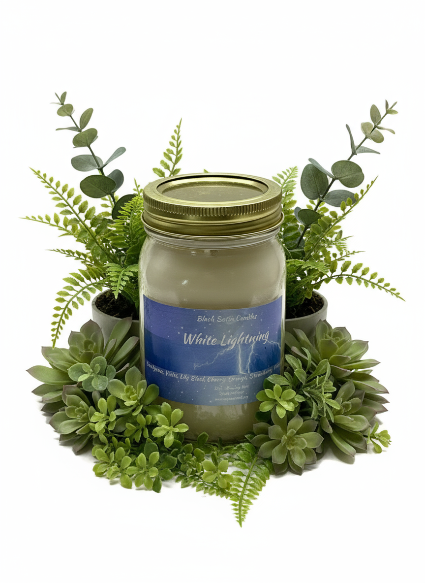 White Lighting Scented Candle 16oz Single Cotton Wick Glass Jar