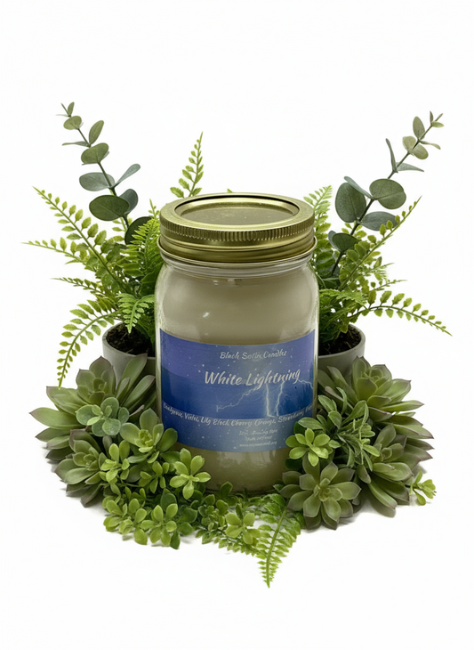 White Lighting Scented Candle 16oz Single Cotton Wick Glass Jar