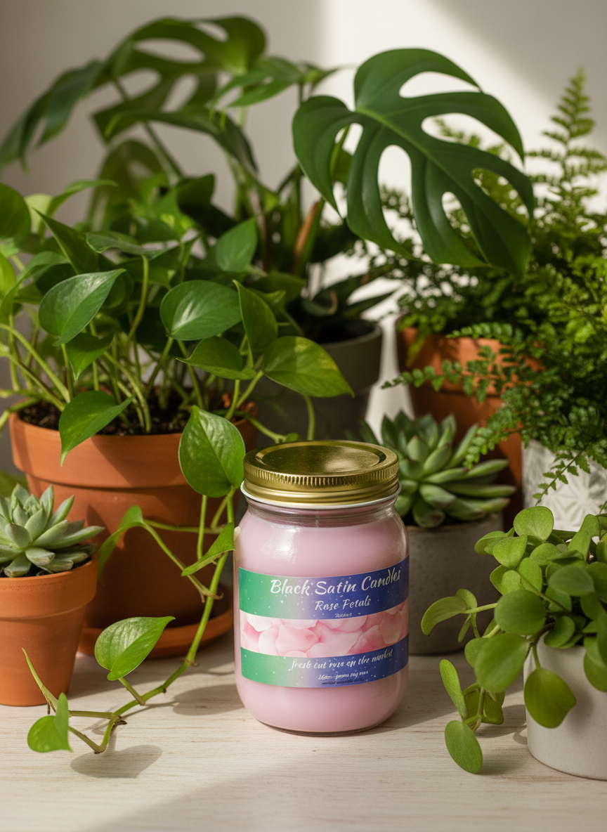 Rose Petals Scented Candle 16oz Single Cotton Wick Glass Jar