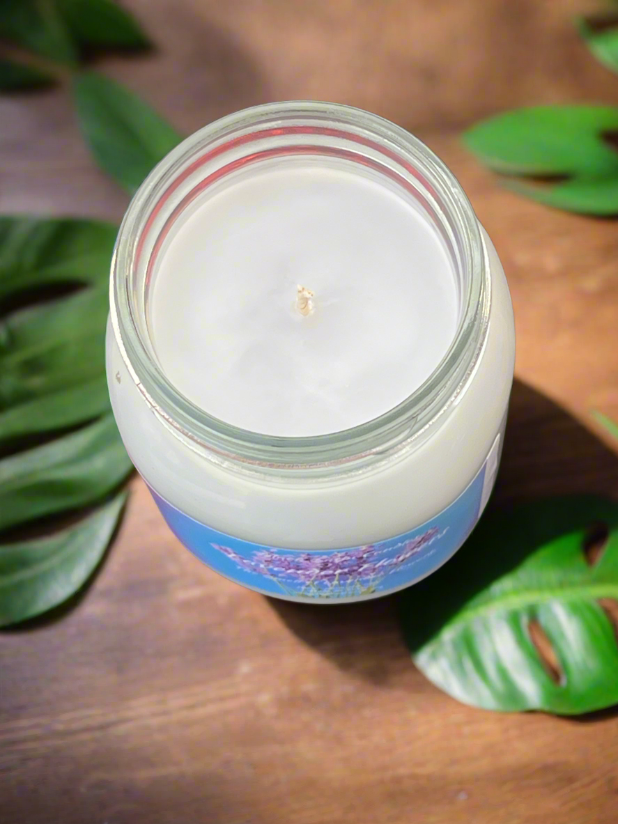 Lavender Flowers 16oz Candle Cotton Wick Glass Jar