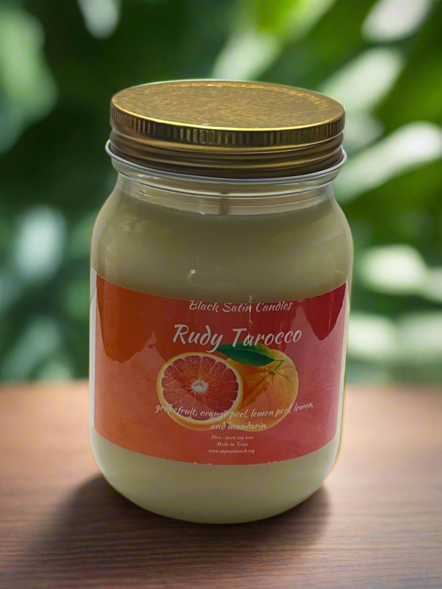 Rudy Tarocco 16oz Candle Cotton Wick Glass Jar
