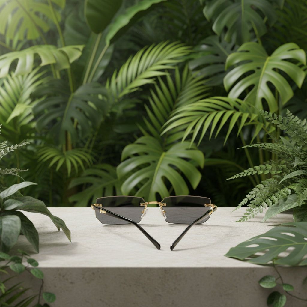 Frameless Gradient Glasses for Men & Women Black Tinted