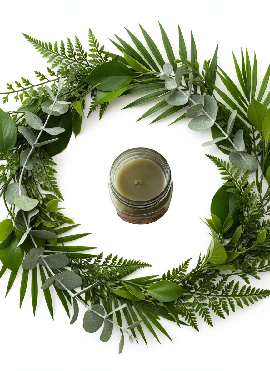 Fresh Leather Scented Candle 8oz Single Cotton Wick Glass Jar