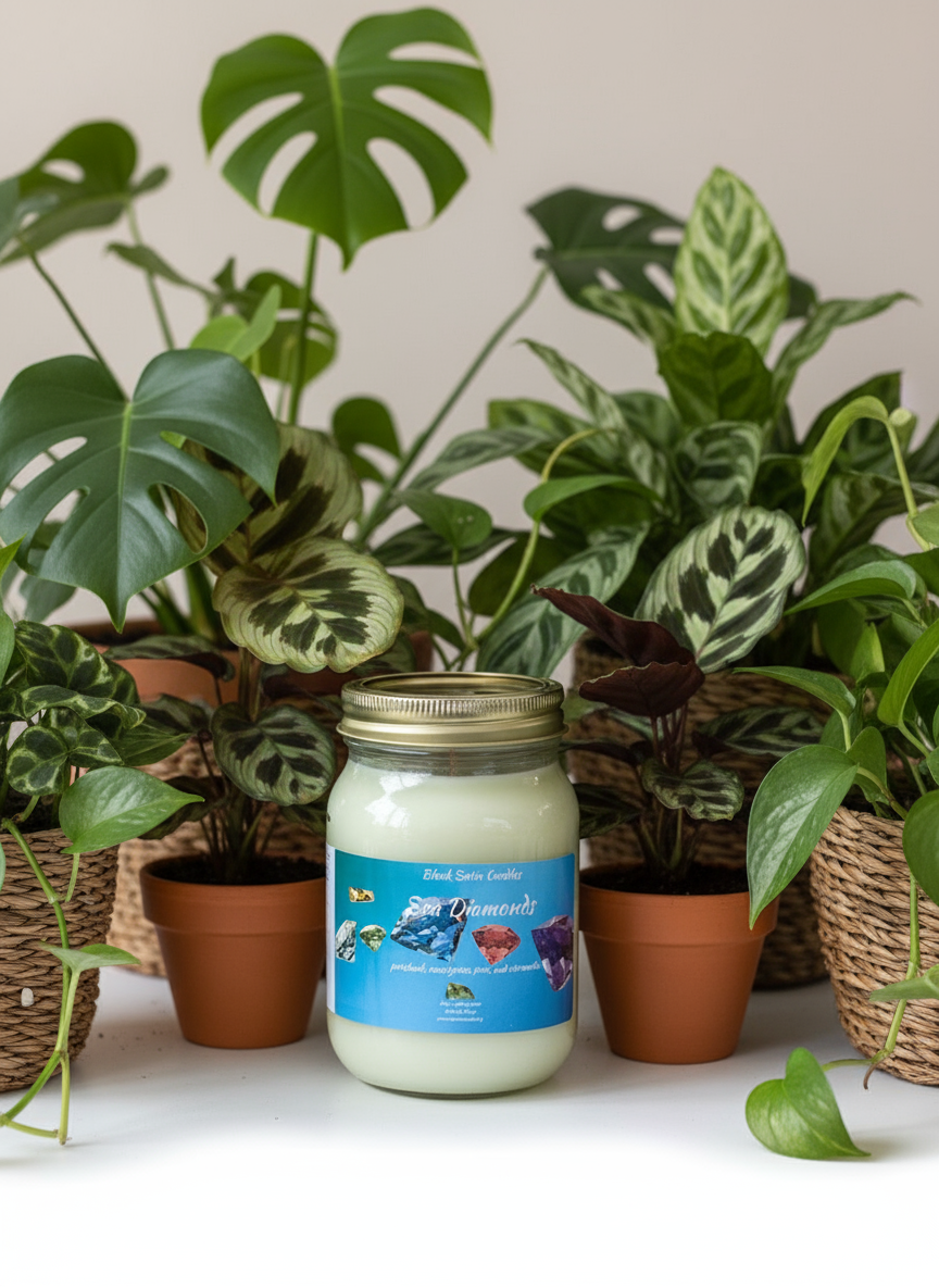 Sea Diamonds Candle 16oz Single Cotton Wick Glass Jar