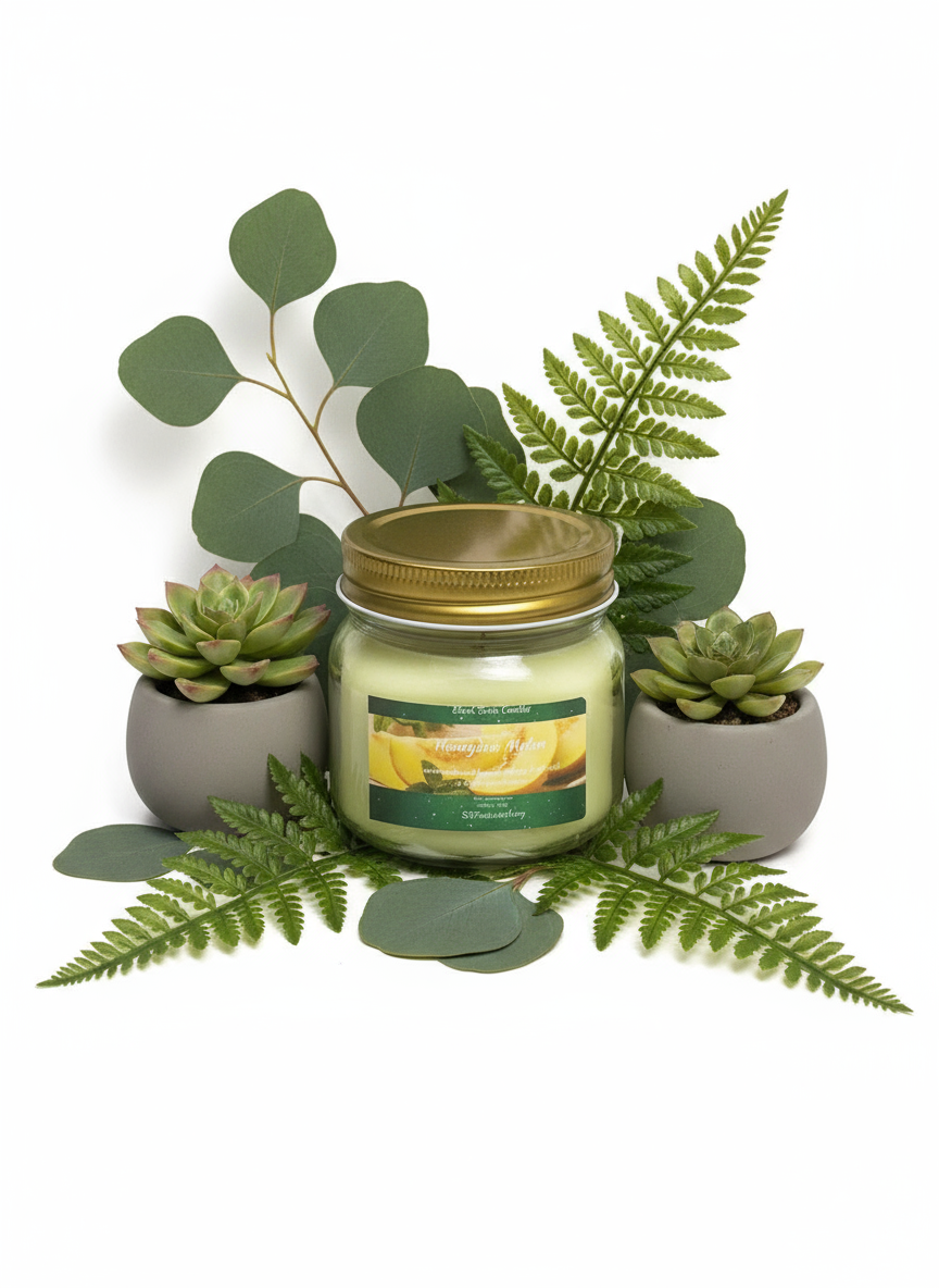 Honeydew Melon Scented Candle 8oz Single Cotton Wick Glass Jar