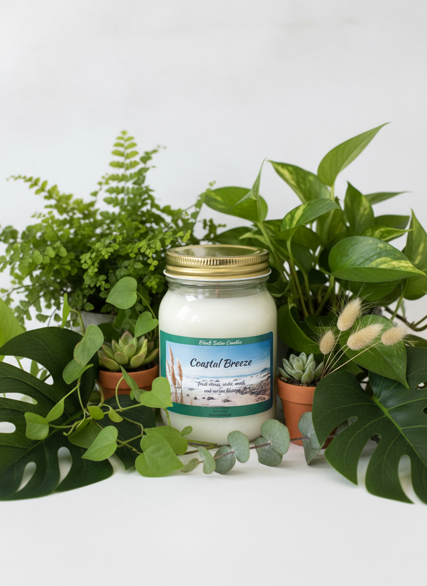 Coastal Breeze Scented Candle 16oz Single Cotton Wick Glass Jar