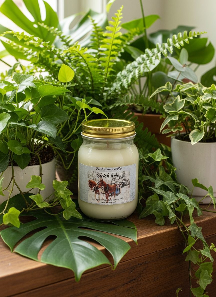 Sleigh Ride Scented Candle 16oz Single Cotton Wick Glass Jar