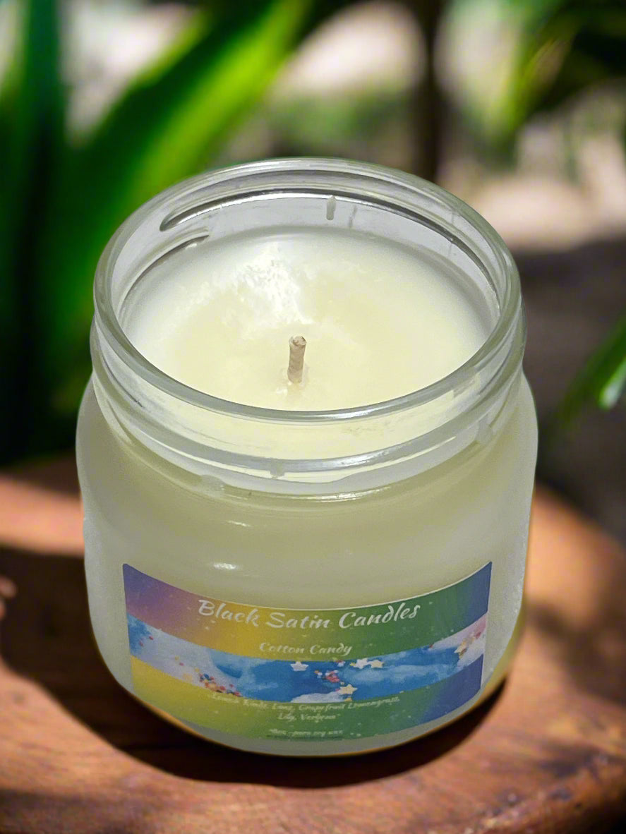 Cotton Candy Scented Candle 8oz Single Cotton Wick Glass Jar
