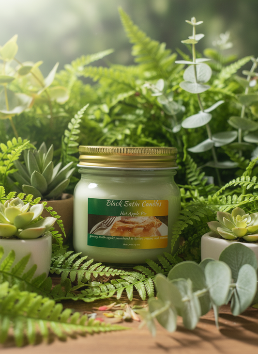 Hot Baked Apple Pie Scented Candle 8oz Single Cotton Wick Glass Jar
