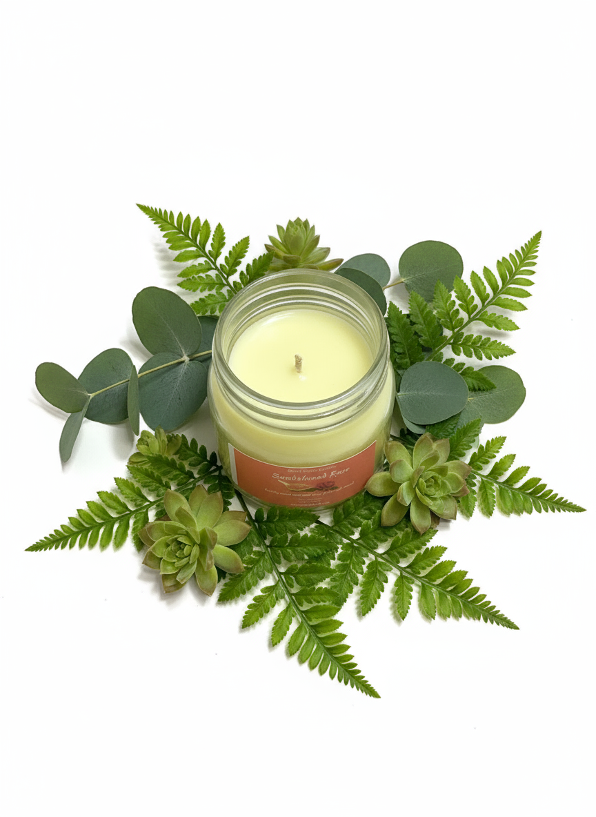 Sandalwood Rose Scented Candle 8oz Single Cotton Wick Glass Jar