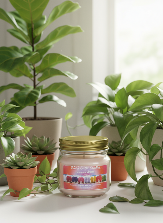 Summer Breeze Scented Candle 8oz Single Cotton Wick Glass Jar