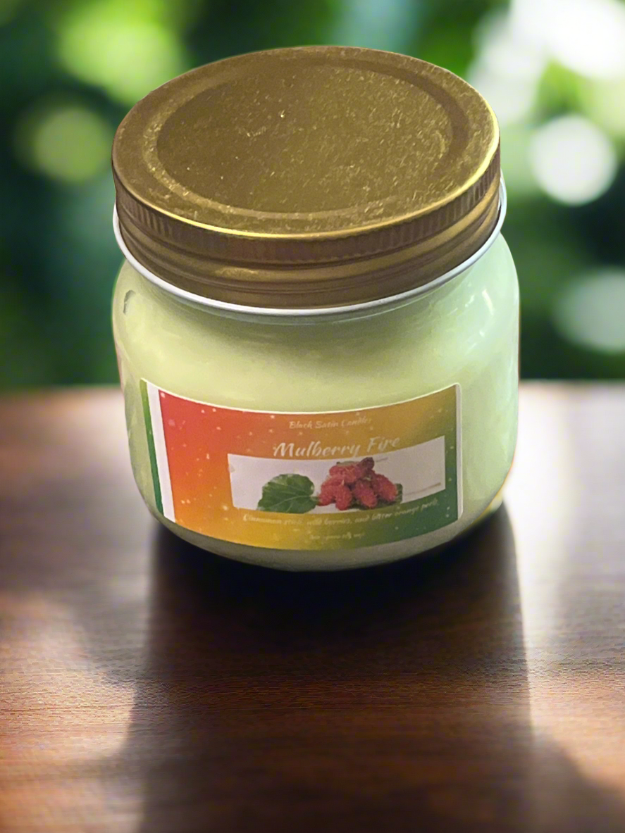 Mulberry Fire Scented Candle 8oz Glass Jar
