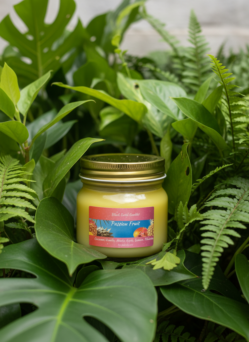 Passion Fruit Scented Candle 8oz Single Cotton Wick Glass Jar