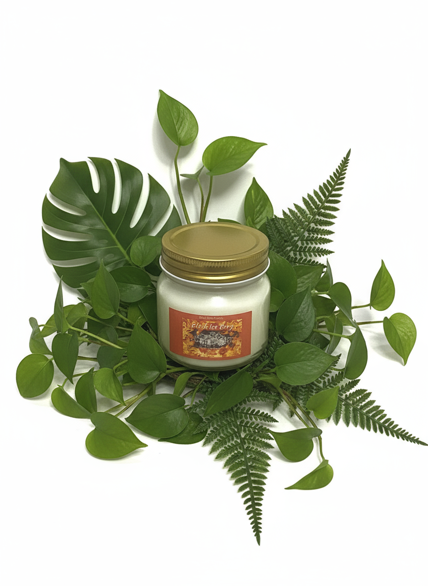 Black Iceberg Scented Candle 8oz Single Cotton Wick Glass Jar