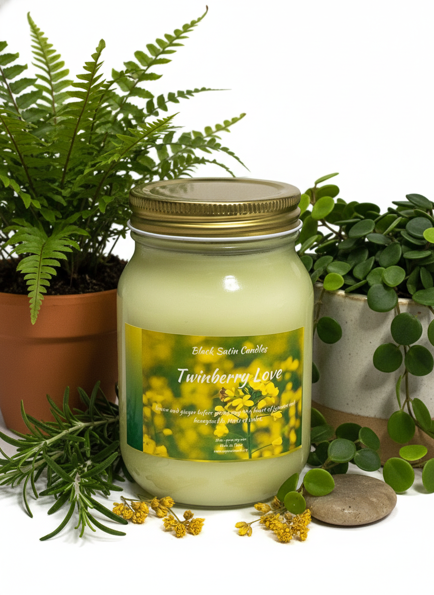 Twinberry Love 16oz Candle Cotton  Wick Glass Jar