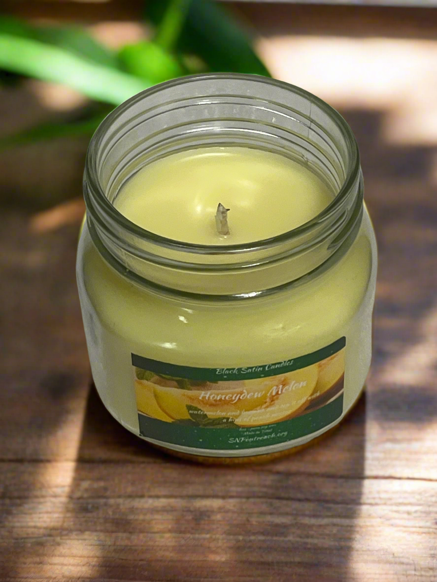Honeydew Melon Scented Candle 8oz Single Cotton Wick Glass Jar