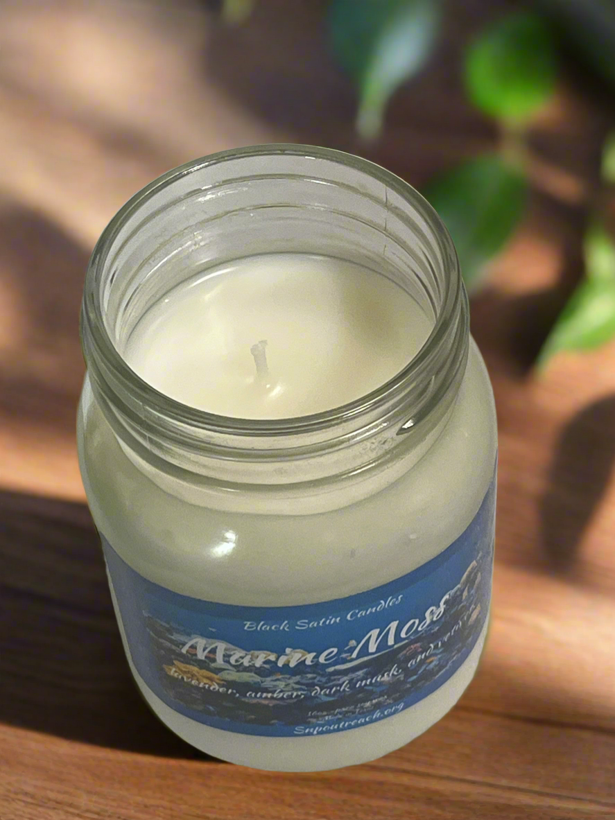 Marine Moss Scented Candle 16oz Single Cotton Wick Glass Jar