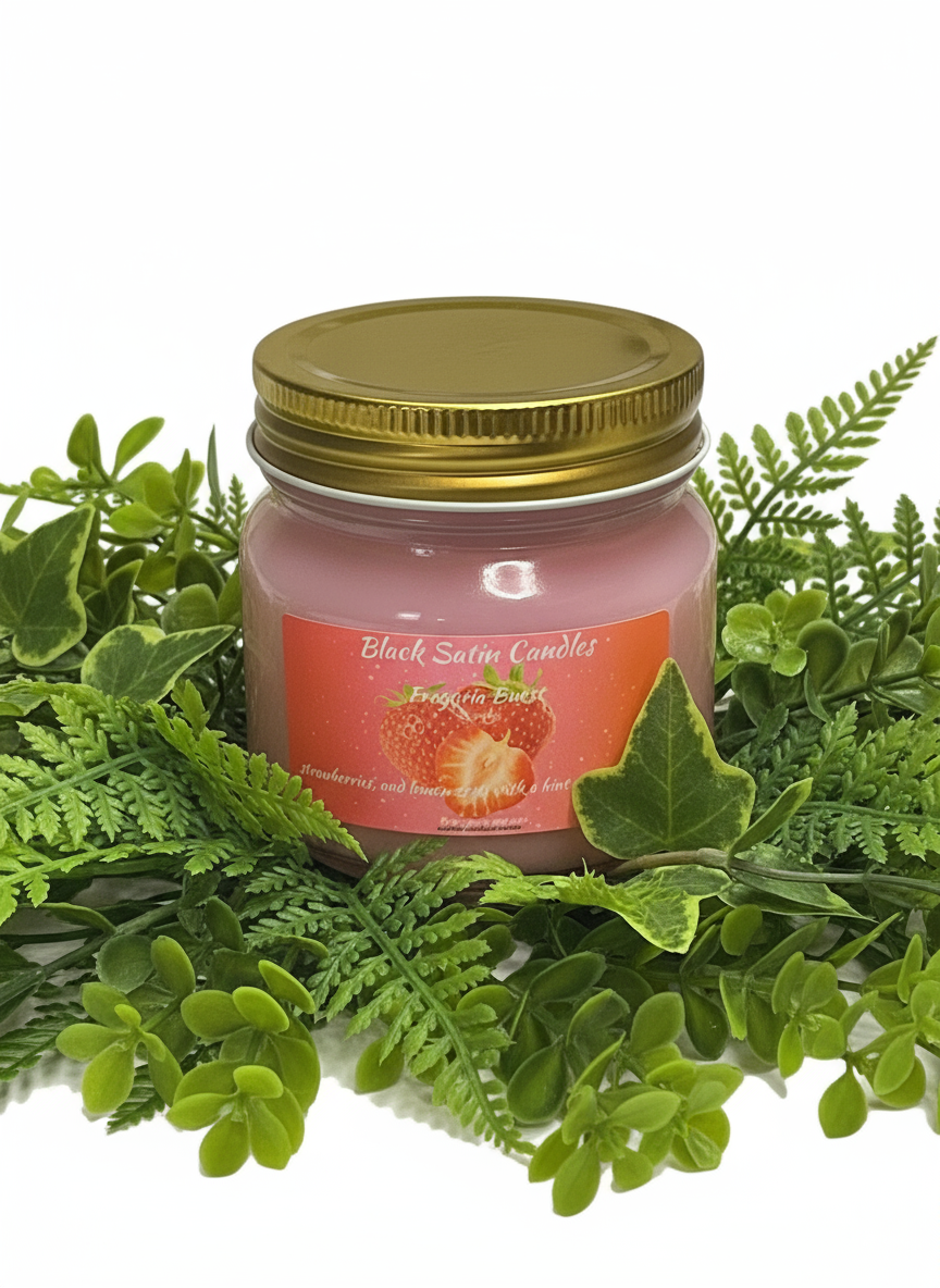 Fragaria Burst Scented Candle 8oz Wickless Glass Jar