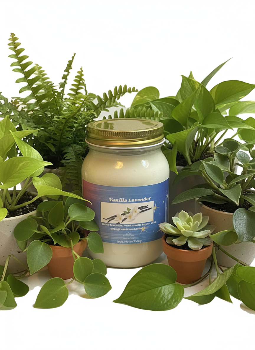 Vanilla Lavender Scented Candle 16oz Single Cotton Wick Glass Jar