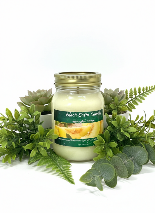 Honeydew Melon Scented Candle 16oz Single Cotton Wick Glass Jar