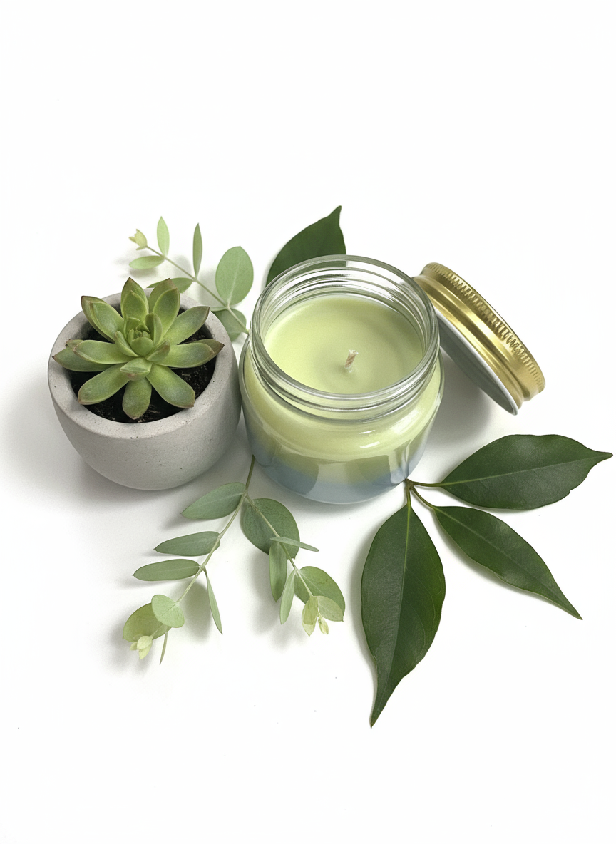 Iced Lemon Scented candle 8oz Single Cotton Wick Glass Jar