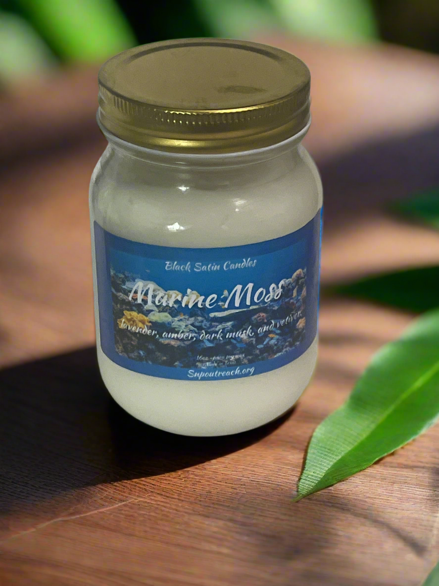 Marine Moss Scented Candle 16oz Single Cotton Wick Glass Jar