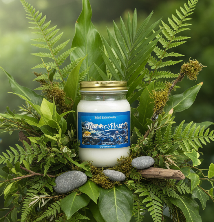 Marine Moss Scented Candle 16oz Single Cotton Wick Glass Jar