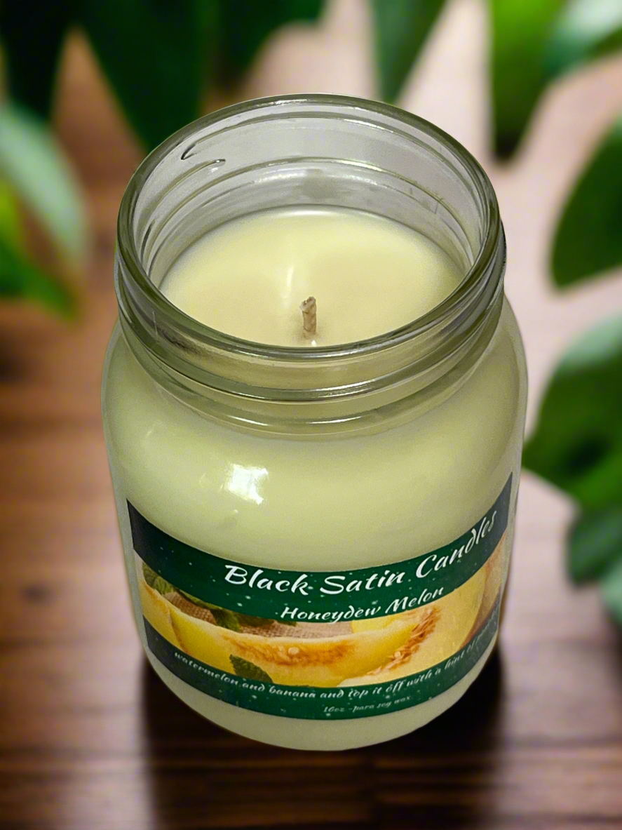 Honeydew Melon Scented Candle 16oz Single Cotton Wick Glass Jar