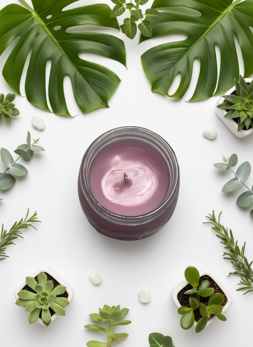 Pink Lilac Fragrance Scented Candle 8oz Single Cotton Wick Glass Jar