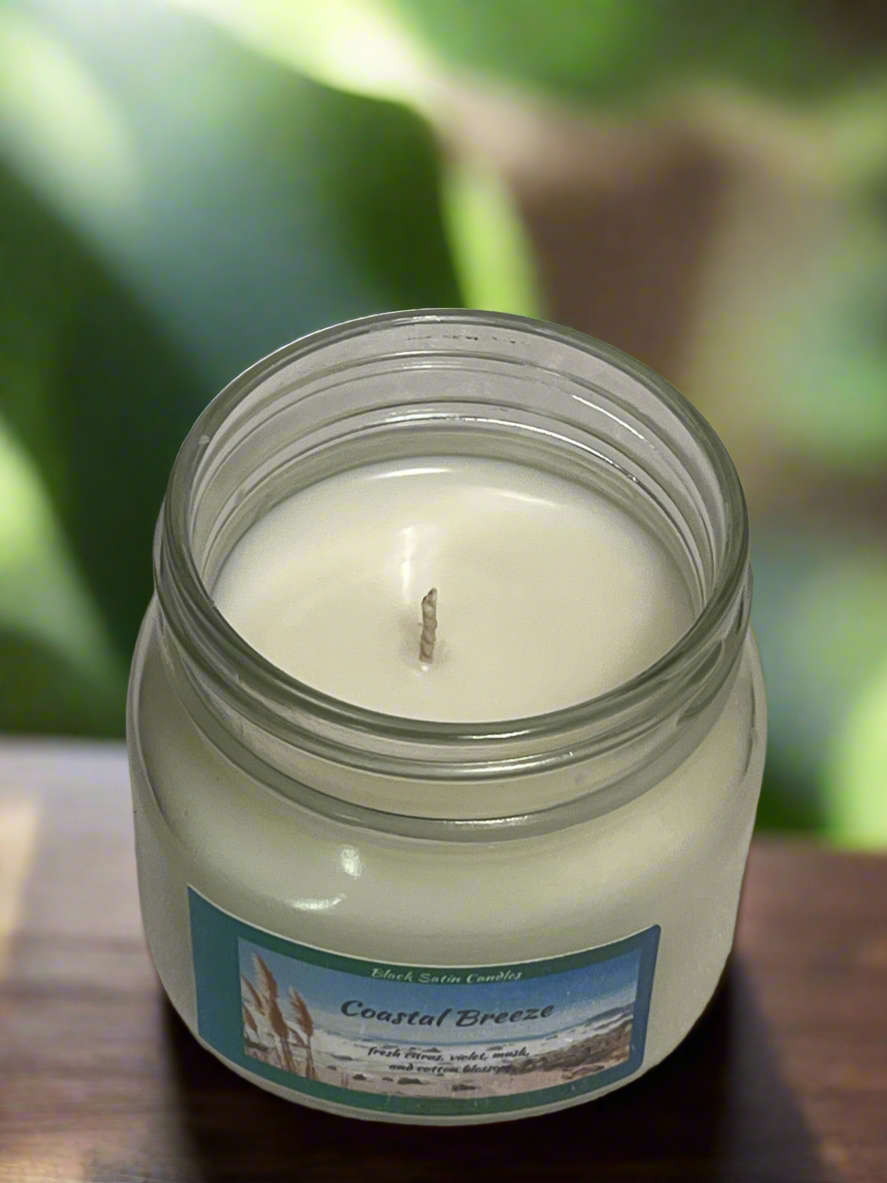 Coastal Breeze Scented Candle 8oz Single Cotton Wick Glass Jar