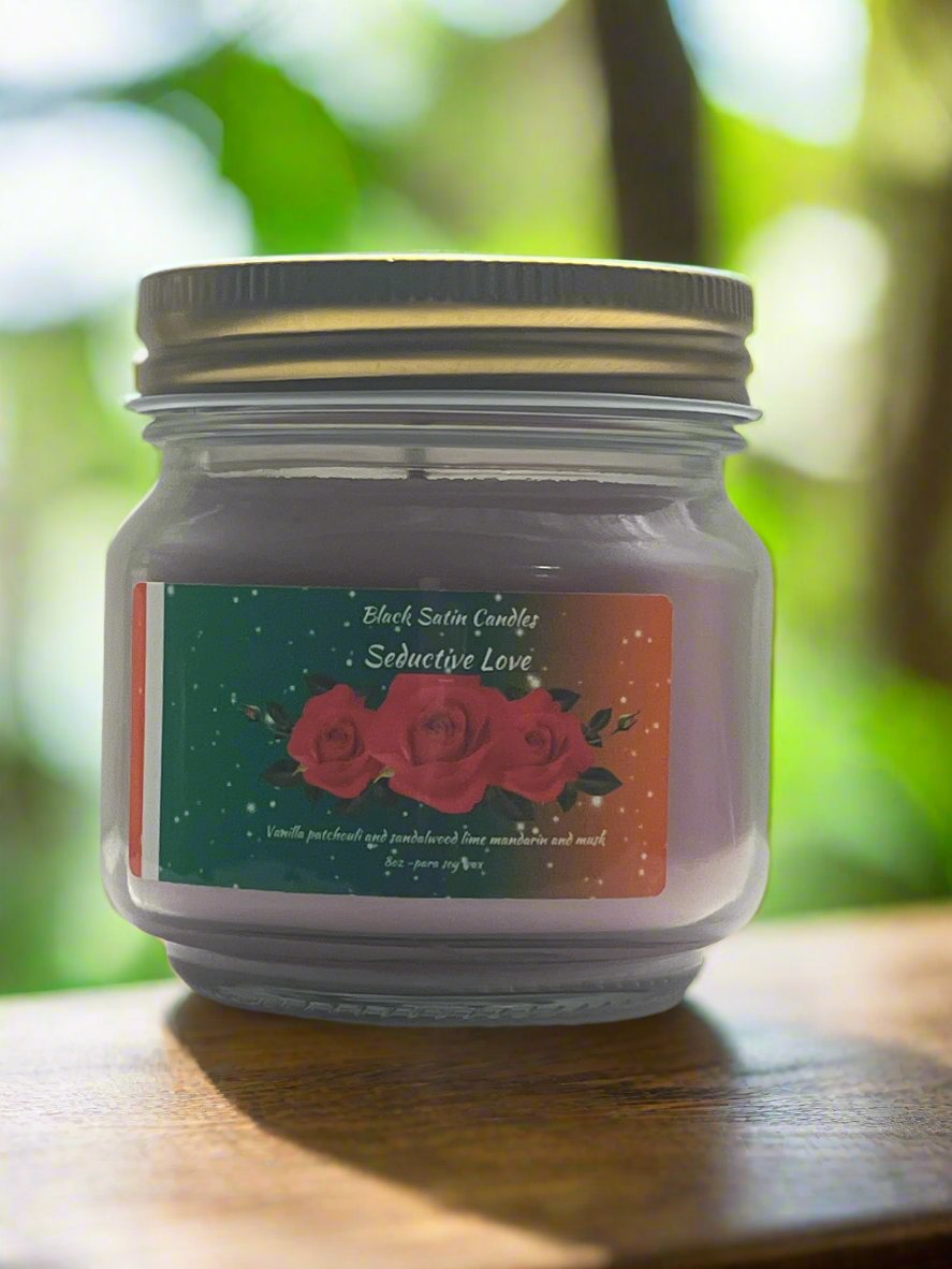 Seductive Love Scented Candle 8oz Single Cotton Wick Glass Jar