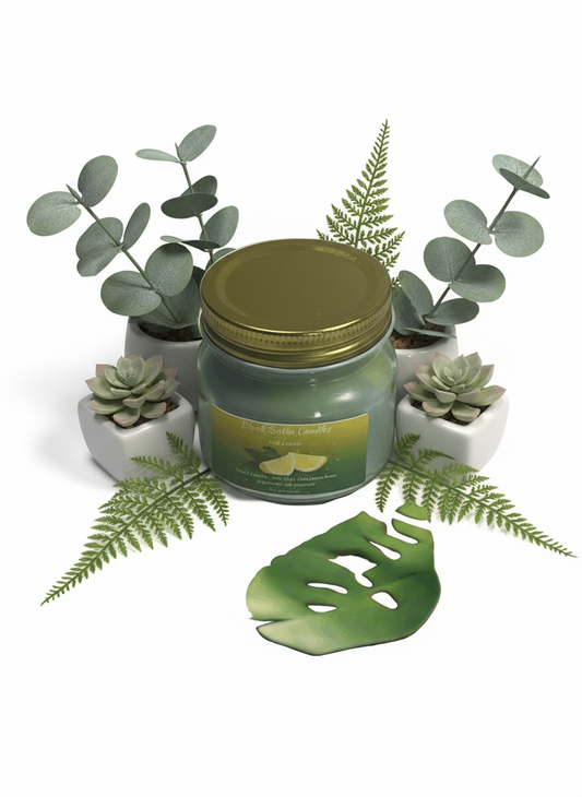 Iced Lemon Scented candle 8oz Single Cotton Wick Glass Jar