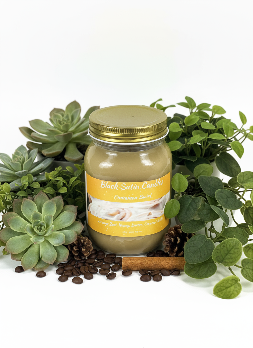 Cinnamon Swirl Scented Candle 16oz Single Cotton Wick Glass Jar