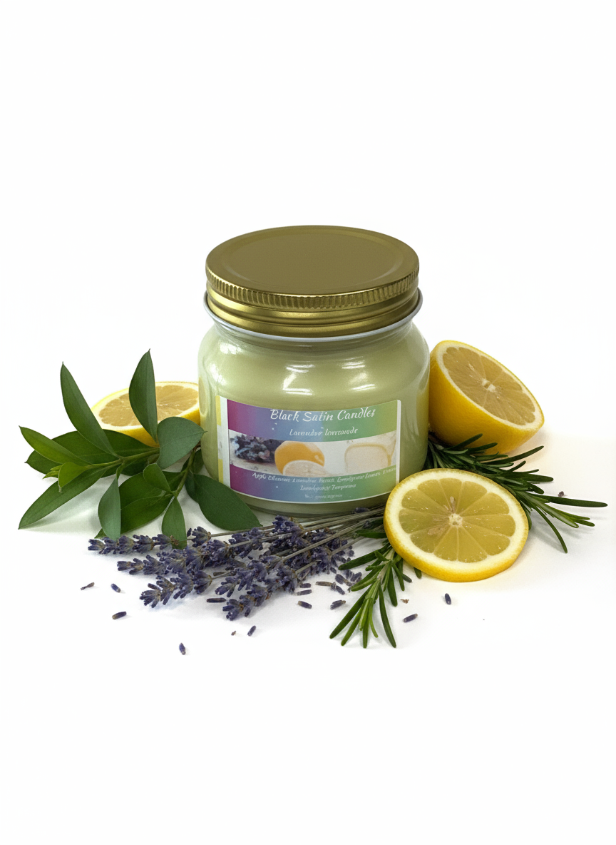 Lavender Lemonade Scented Candle 8oz Single Cotton Wick Glass Jar