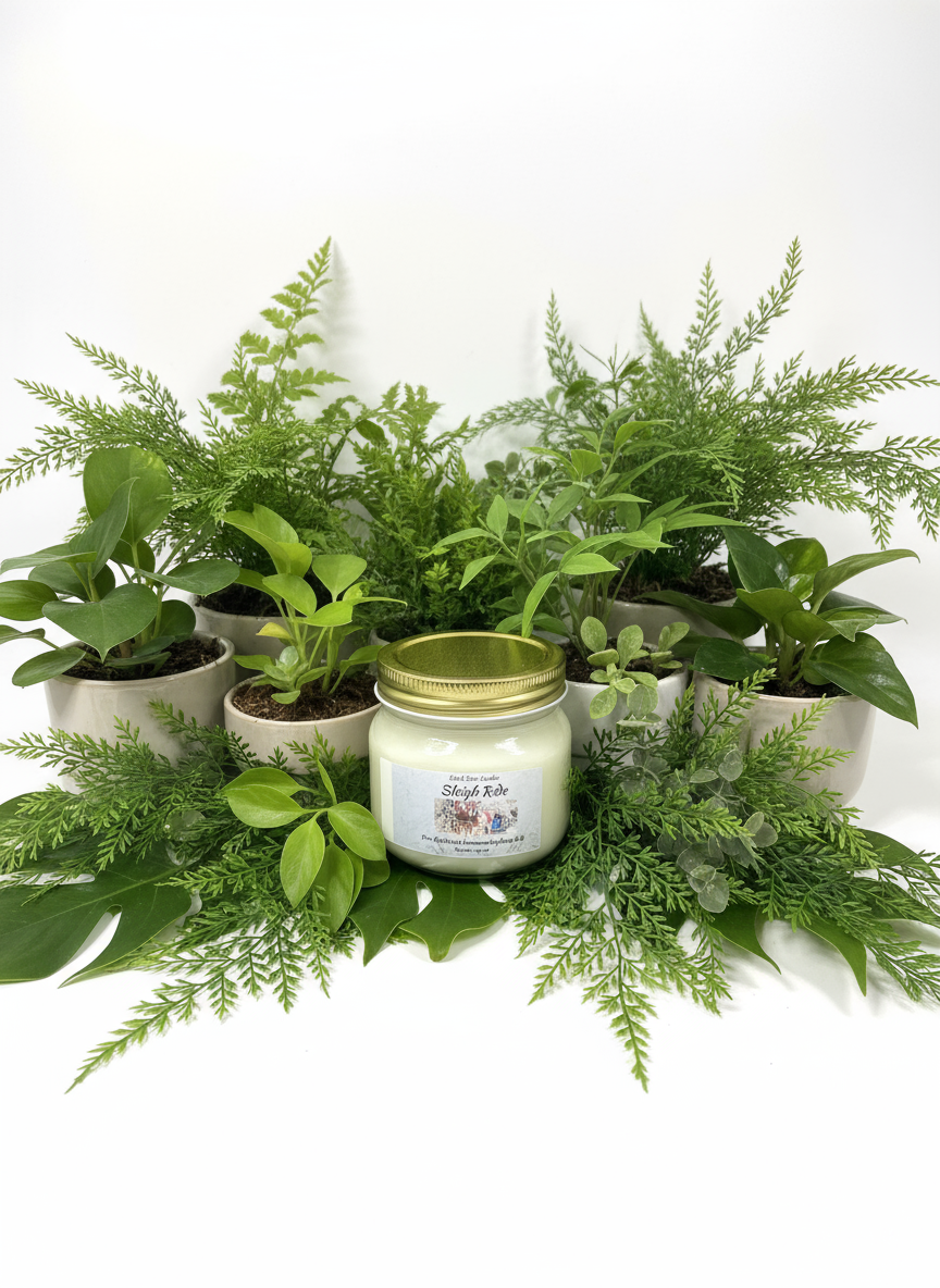 Sleigh Ride Scented Candle 8oz Single Cotton Wick Glass Jar