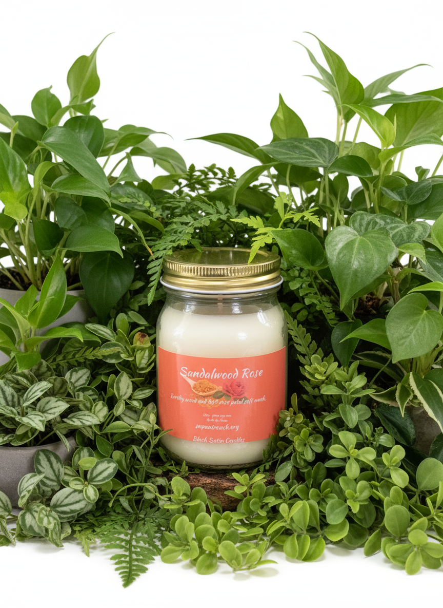 Sandalwood Rose Scented Candle 16oz Single Cotton Wick Glass Jar