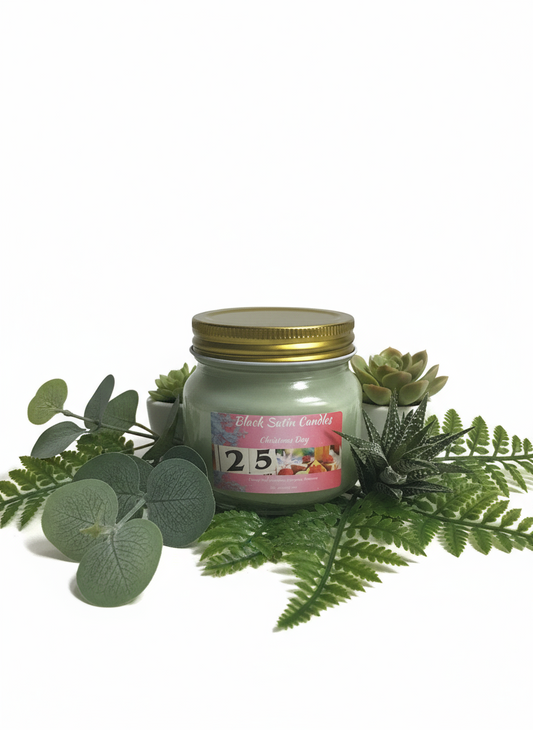 Christmas Day Scented Candle 8oz Single Cotton Wick Glass Jar