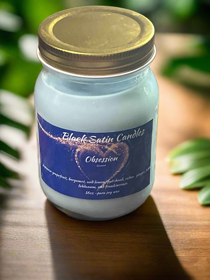 Obsession Scented Candle 16oz Single Cotton Wick Glass Jar Specialty