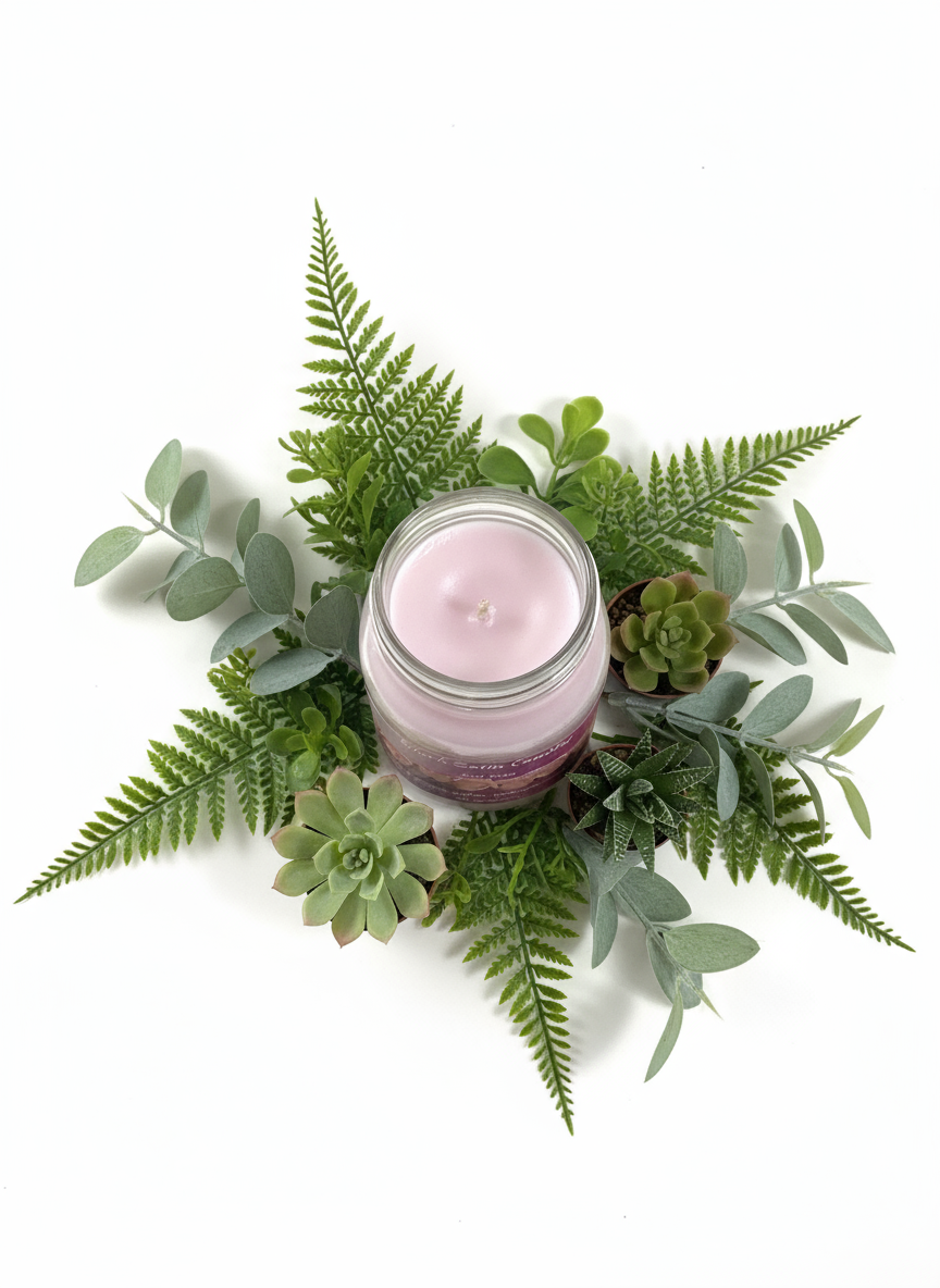 Pink Roses Scented Candle 16oz Single Cotton Wick Glass Jar