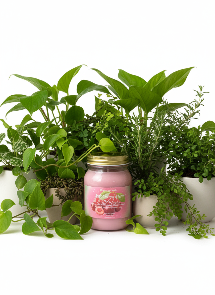 Wild Cherry Merlot Scented Candle 16oz Single Cotton Wickless Glass Jar