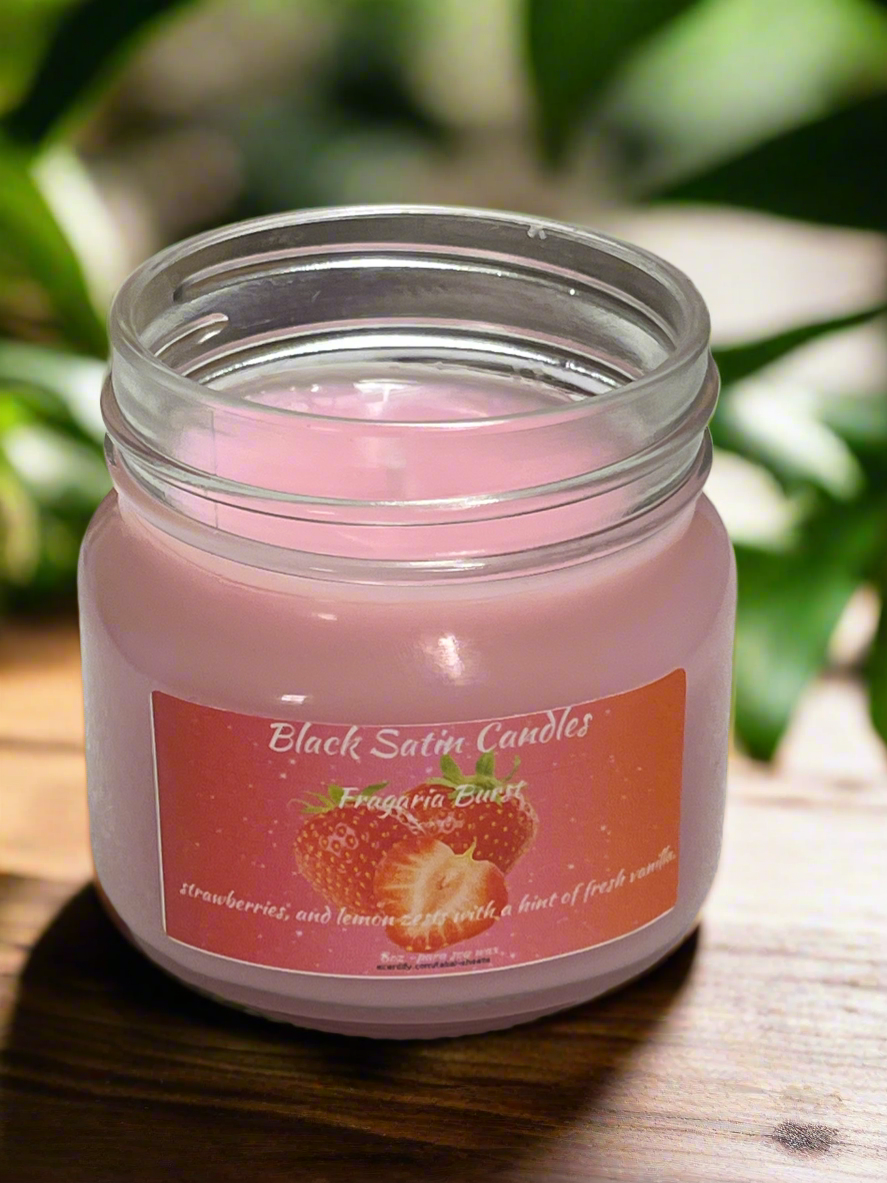 Fragaria Burst Scented Candle 8oz Wickless Glass Jar
