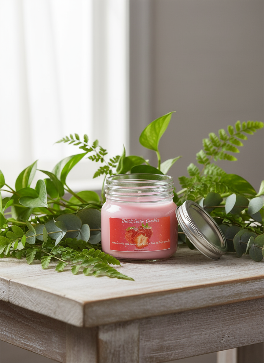 Fragaria Burst Scented Candle 8oz Wickless Glass Jar