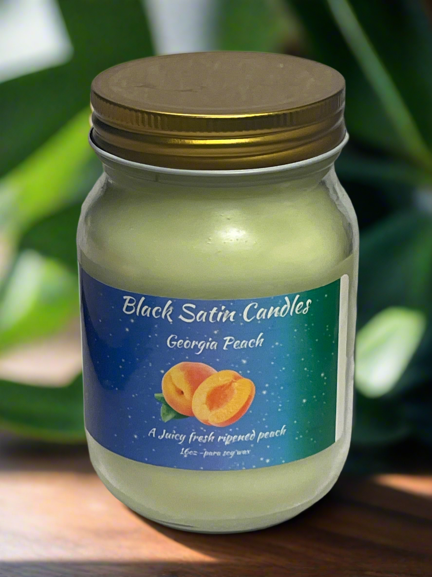 Georgia Peach Scented Candle 16oz Single Cotton Wick Glass Jar